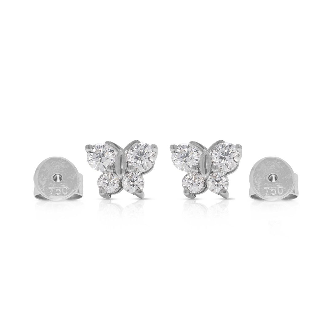 Captivating 0.60ct Natural Diamonds Stud Earrings by Gold Heart in 18K White Gold