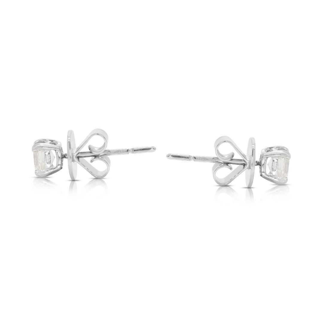 Captivating 1.00 carat Natural Diamond Stud Earrings in 18K White Gold