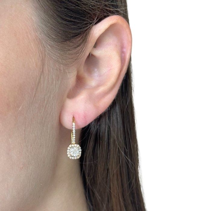 Captivating 1.28ct Diamonds Drop Earrings in 18k Yellow Gold - GIA Certified