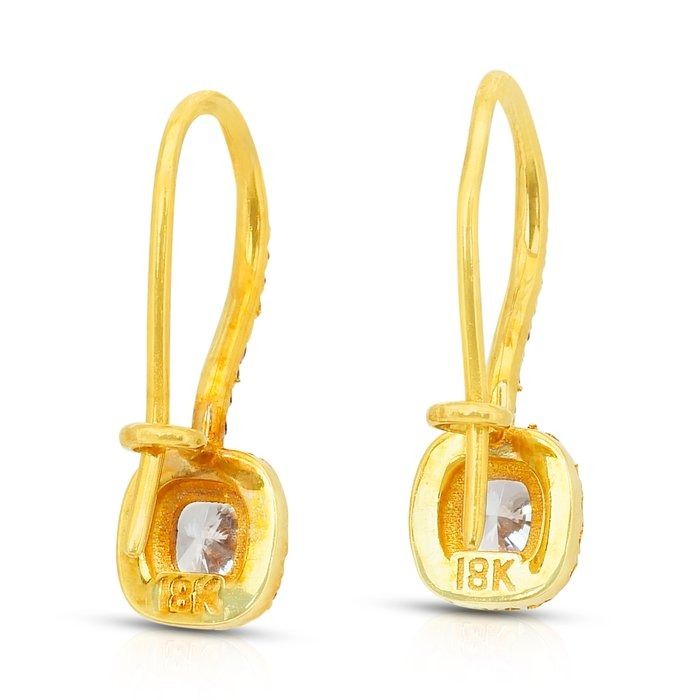 Captivating 1.28ct Diamonds Drop Earrings in 18k Yellow Gold - GIA Certified