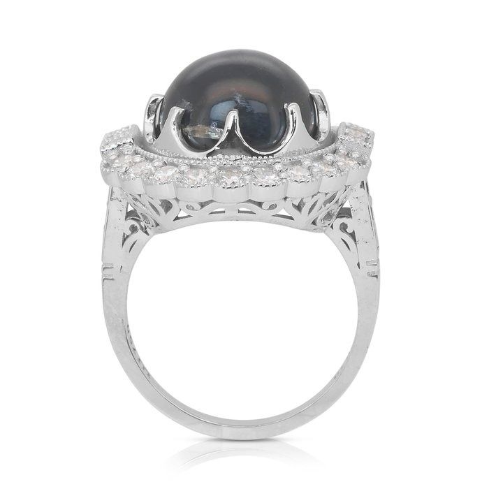 Captivating 14.00ct Sapphire and Diamonds Cocktail Ring in 18k White Gold - GIA Certified