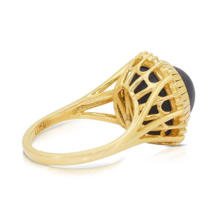 Captivating 14.74ct Sapphire and Diamonds Cocktail Ring in 18k Yellow Gold - GIA Certified