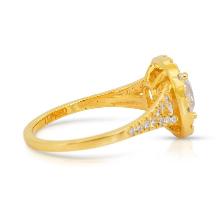 Captivating 1.51ct Diamonds Halo Ring in 18k Yellow Gold - IGI Certified