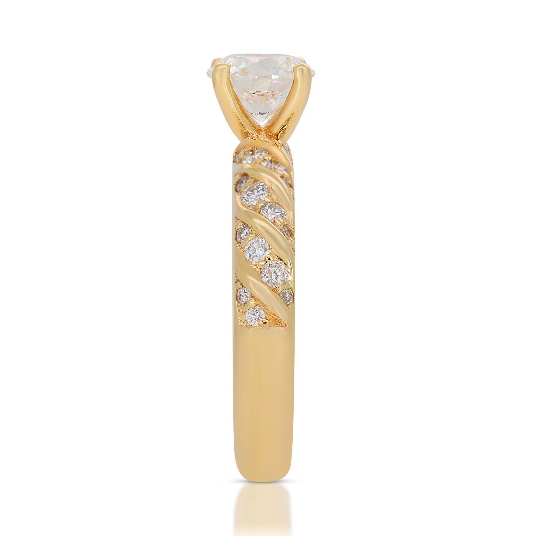 Captivating 18K Yellow Gold Diamond Ring with 0.78ct Round Brilliant Natural Diamond