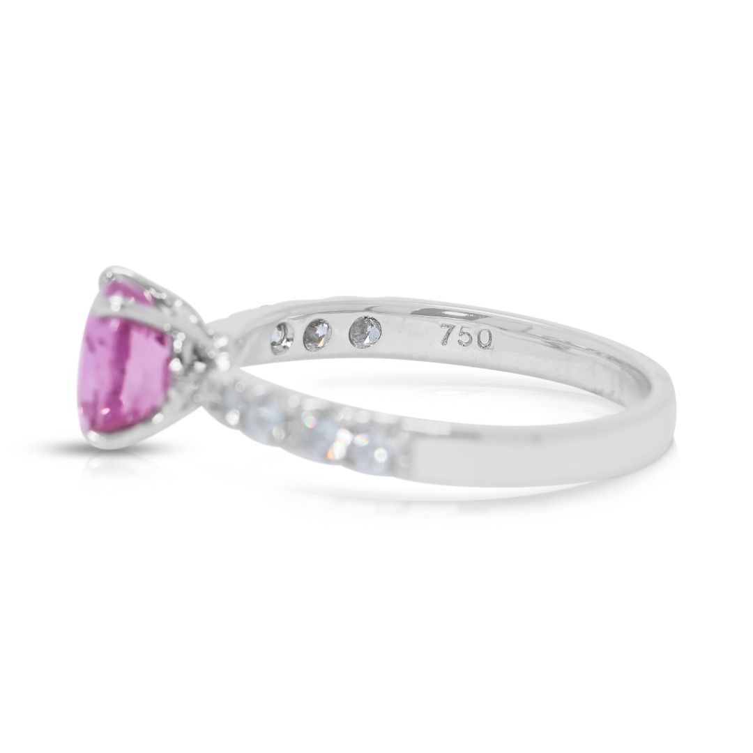 Captivating 2.02ct Pink Sapphire and Diamond Pave 18k White Gold Ring (New-Unworn)