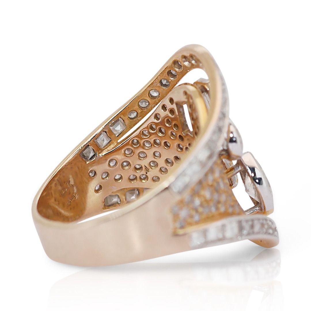 Captivating 3.03ct Diamonds Cocktail Ring in 14K Yellow Gold