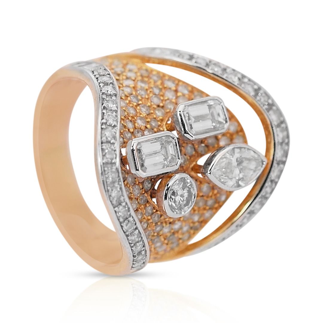 Captivating 3.03ct Diamonds Cocktail Ring in 14K Yellow Gold