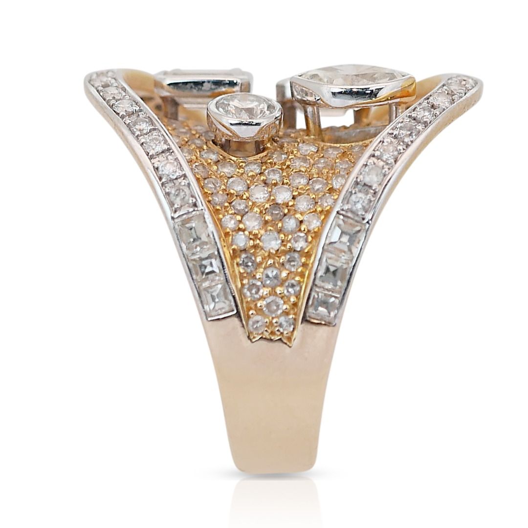 Captivating 3.03ct Diamonds Cocktail Ring in 14K Yellow Gold