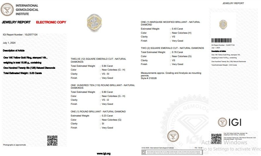 Captivating 3.03ct Diamonds Cocktail Ring in 14K Yellow Gold