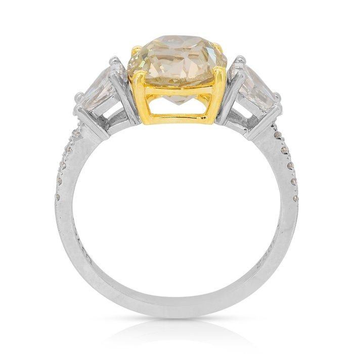 Captivating 3.26ct Diamonds 3-Stone Ring in 18k White & Yellow Gold
