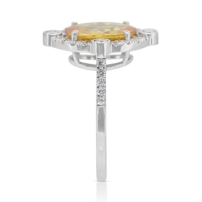 Captivating 3.73ct Sapphire and Diamonds Cluster Ring in 14k White Gold - IGI Certified