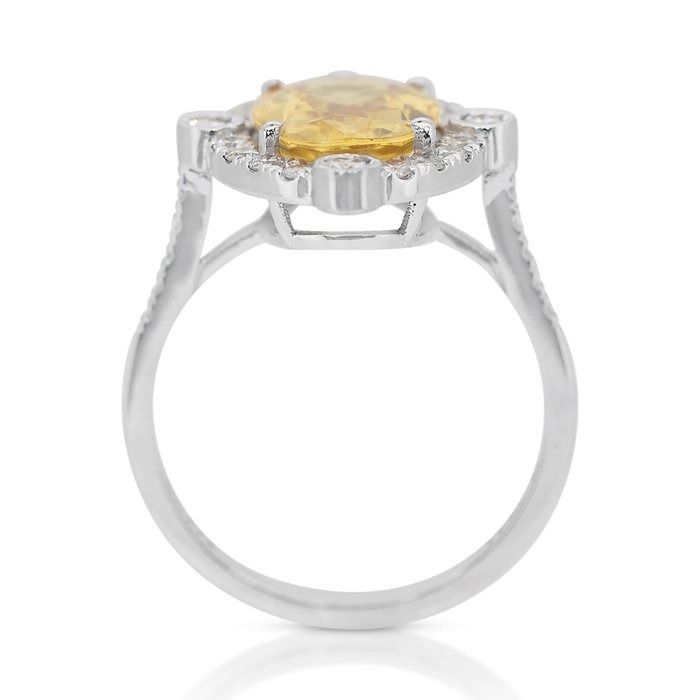 Captivating 3.73ct Sapphire and Diamonds Cluster Ring in 14k White Gold - IGI Certified