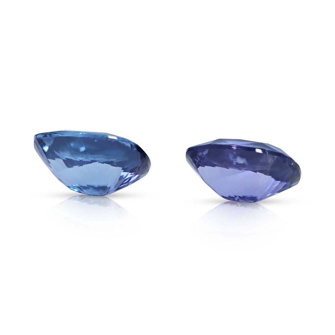 Captivating 5.95ct Pair of Natural Bluish Violet Cushion-Cut Tanzanites - BIG Certified