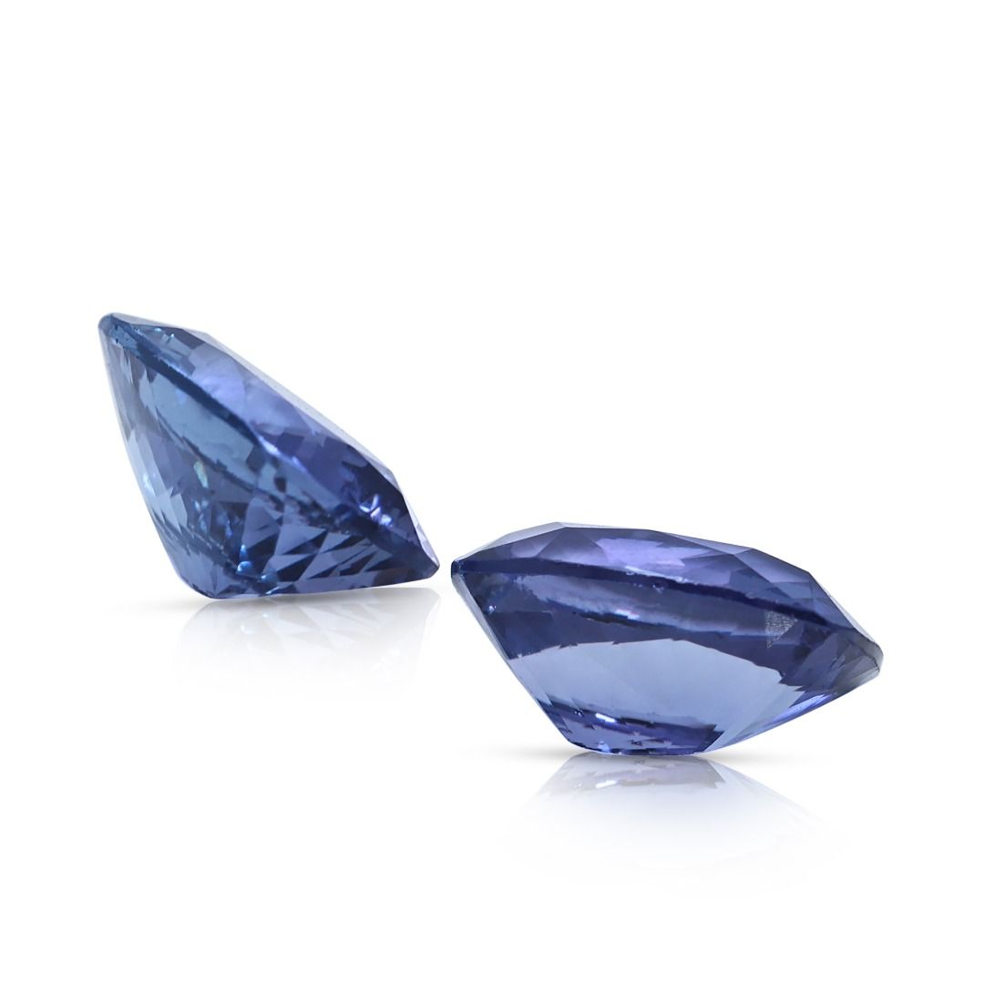 Captivating 5.95ct Pair of Natural Bluish Violet Cushion-Cut Tanzanites - BIG Certified