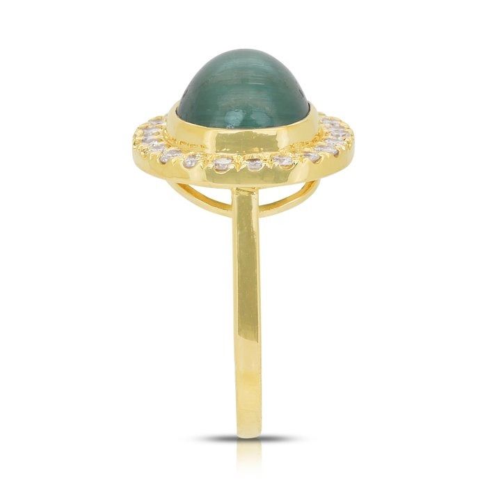 Captivating 7.82ct Tourmaline and Diamonds Cocktail Ring in 18k Yellow Gold - GIA Certified