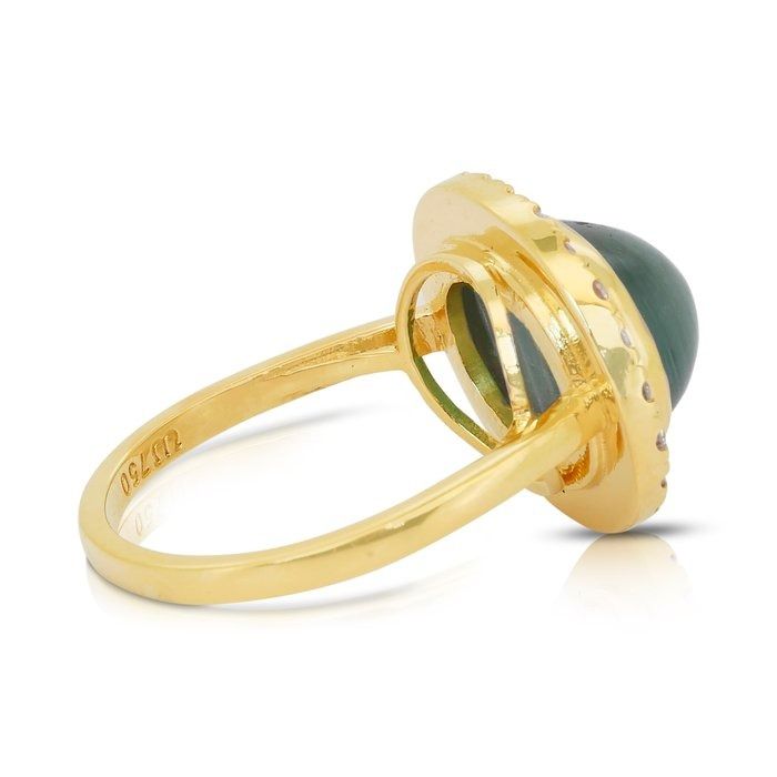 Captivating 7.82ct Tourmaline and Diamonds Cocktail Ring in 18k Yellow Gold - GIA Certified
