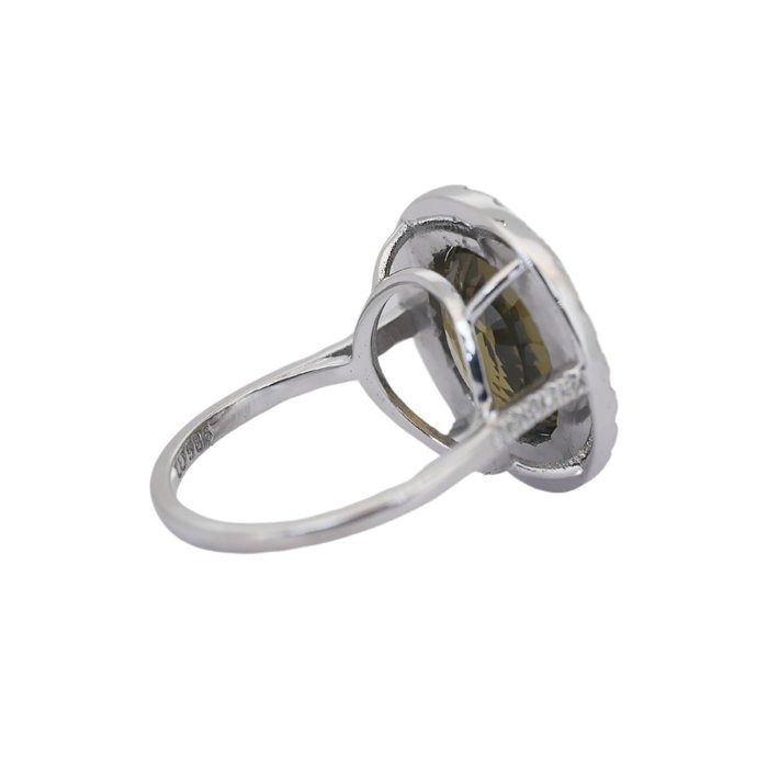 Captivating 8.23ct Chrysoberyl and Diamonds Cluster Ring in 14k White Gold - GIA Certified