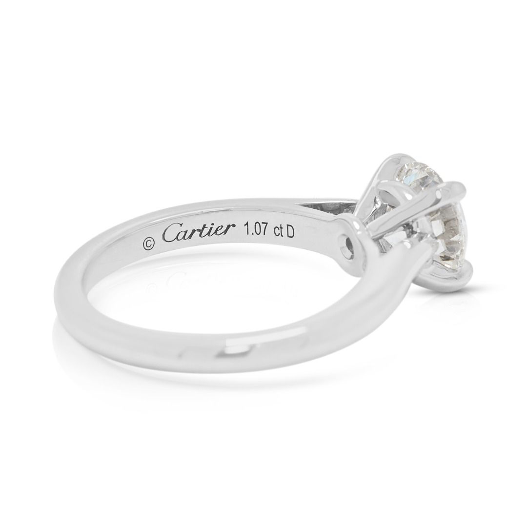 Cartier 1.07ct Natural Diamond Solitaire Ring with box in Platinum (New) - GIA Certified