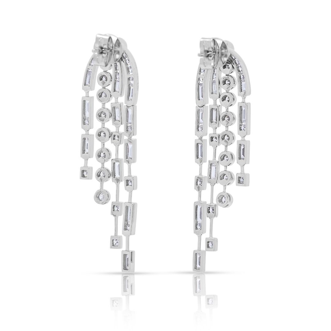 Cascading 2.17ct Diamond Drop Earrings in 18K White Gold