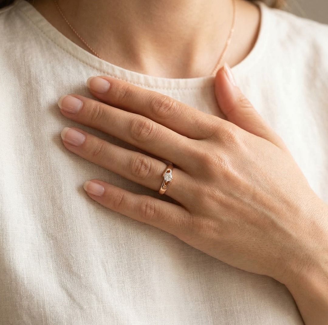 Celestial 0.36ct Natural Diamond Destinee Solitaire Ring in 18K Rose Gold