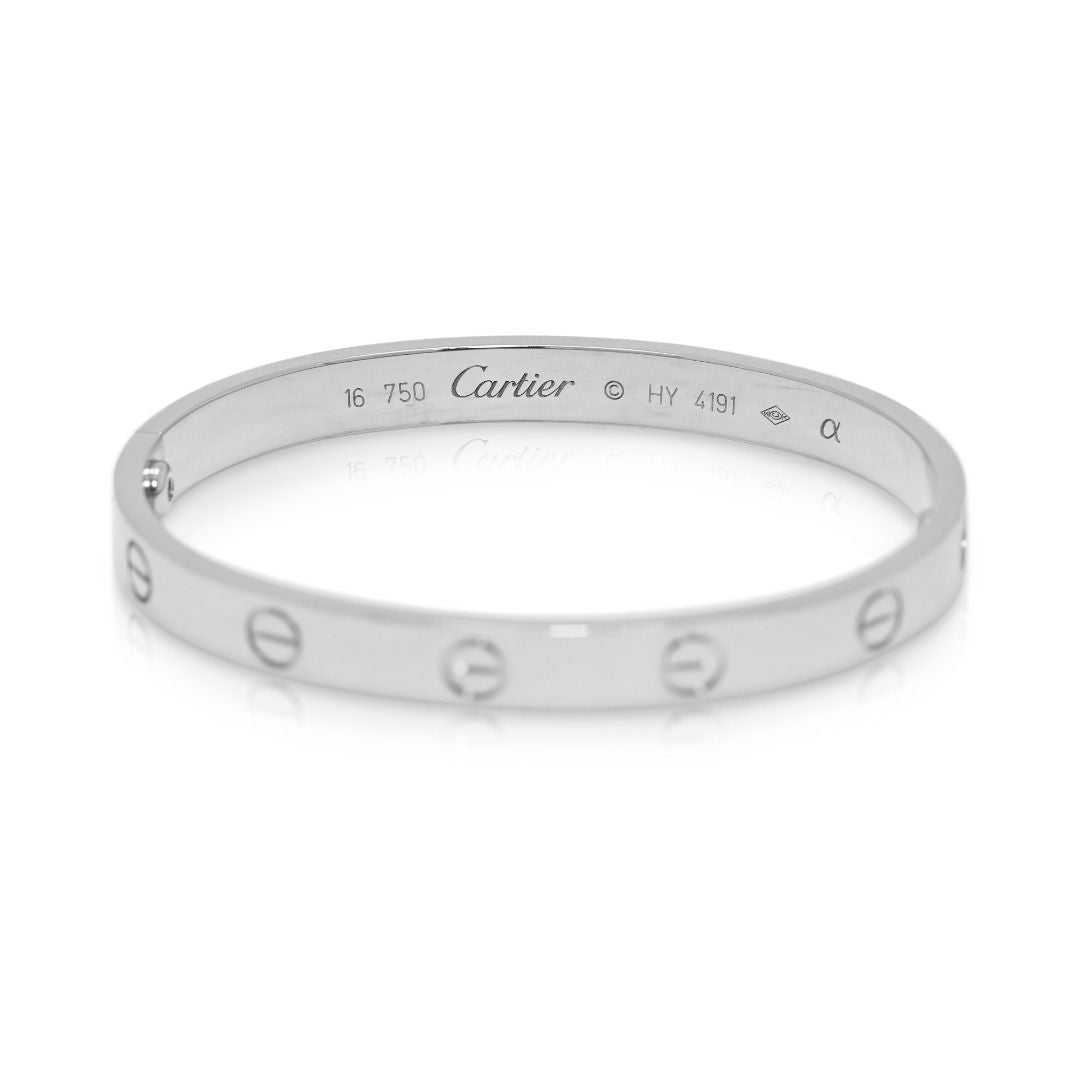 Iconic Cartier Love Bangle in 18K White Gold