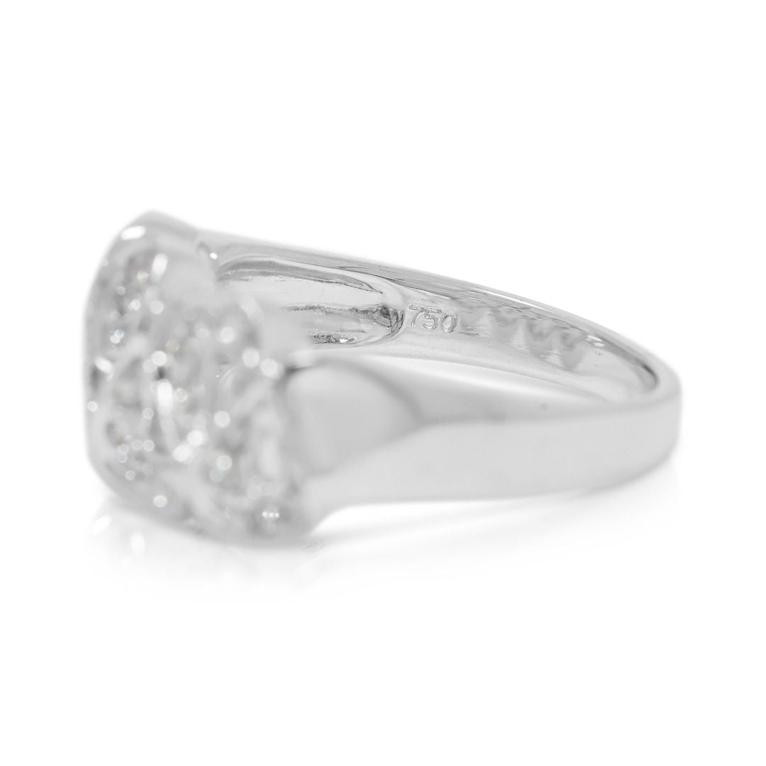 Charming 0.19ct Natural Diamond Filigree Band in 18K White Gold (New)