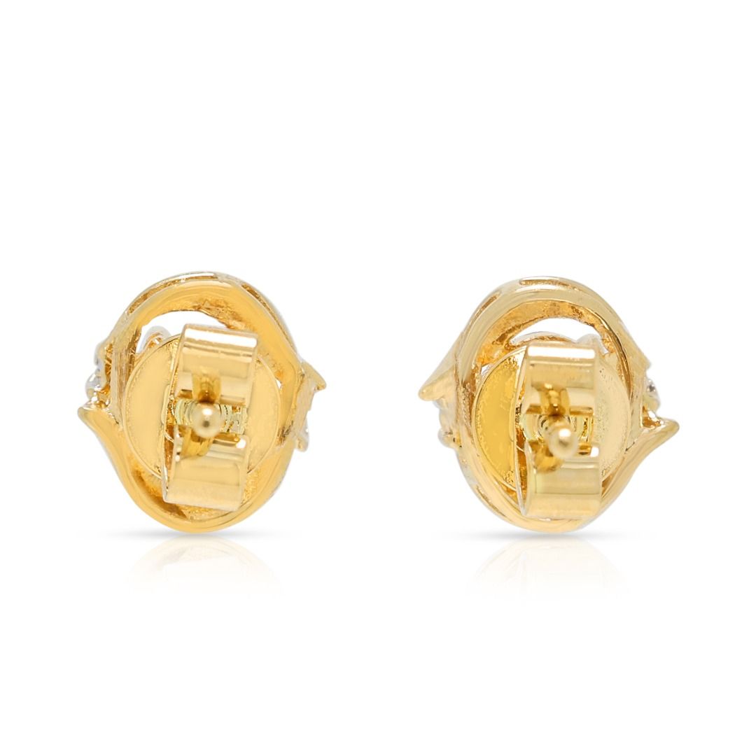 Charming 0.20ct Sapphire with 0.02ct Natural Diamond Stud Earrings in 18K Yellow Gold