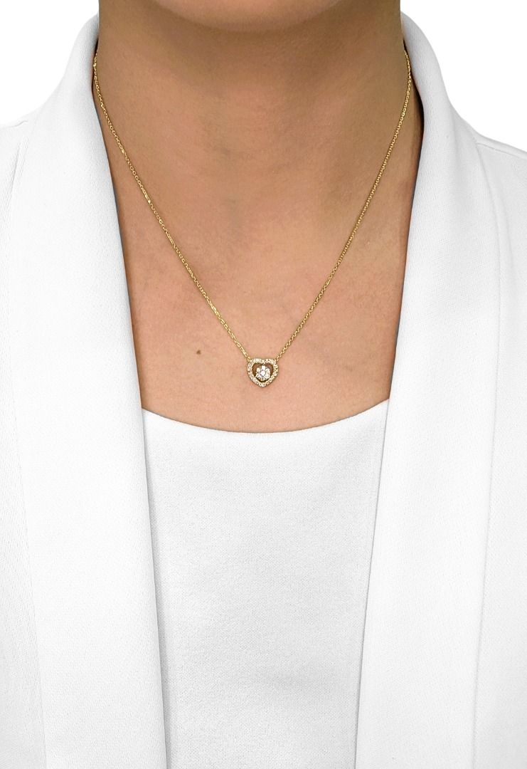 Charming 0.32ct Natural Diamond Heart 9k Yellow Gold Necklace