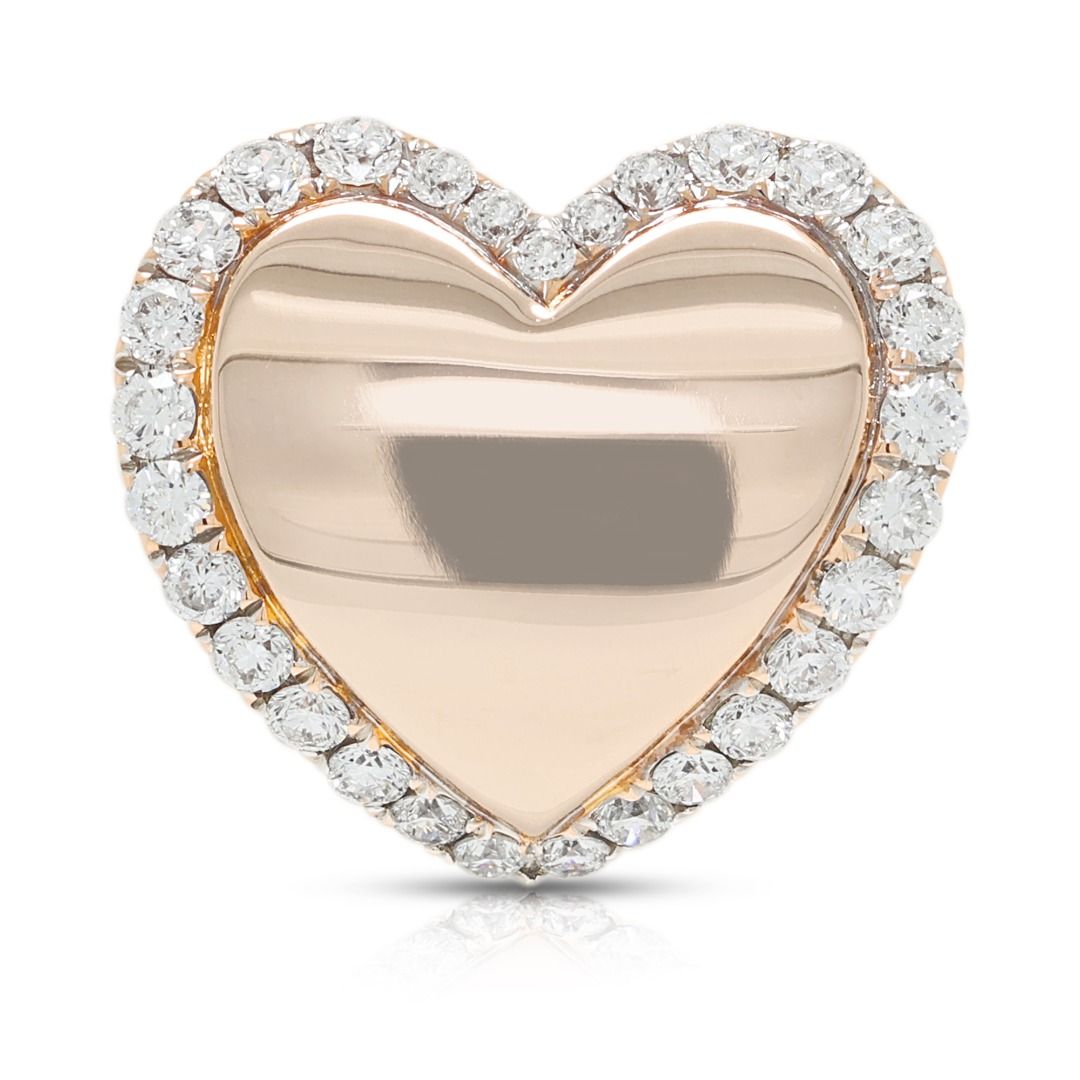 Charming 0.36ct Diamond Heart Halo Pendant in 18K Rose Gold