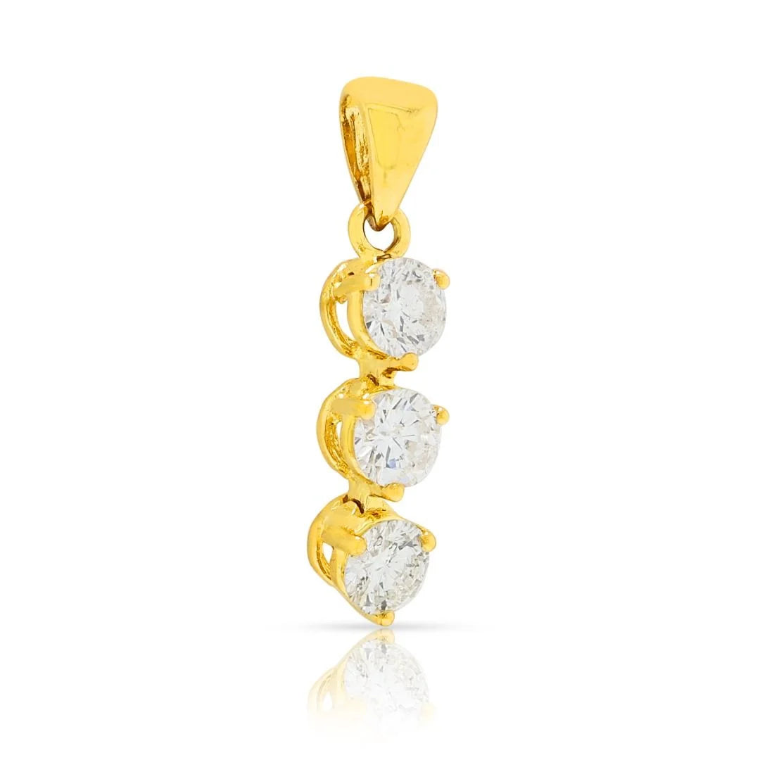 Charming 0.36ct Diamond Trio Pendant in 18K Yellow Gold (New)