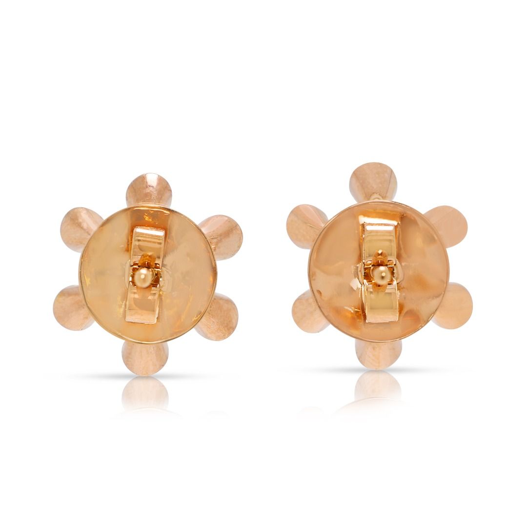 Charming 1.30ct Ruby & Diamond Floral Studs in 18K Yellow Gold