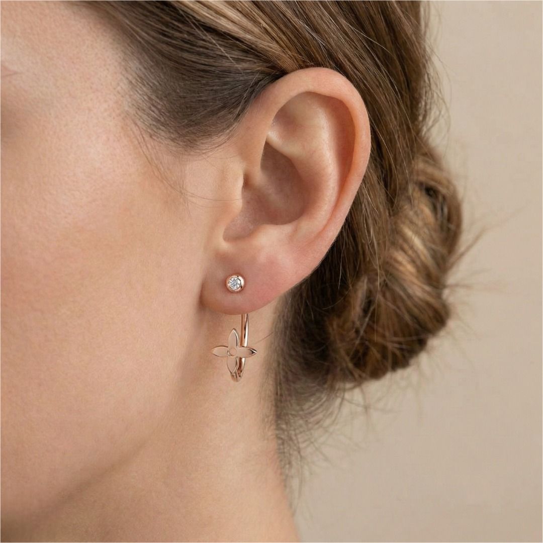 Chic 0.06ct Diamond Louis Vuitton Dylle Blossom Hope Earrings in 18K Rose Gold (Full Set)