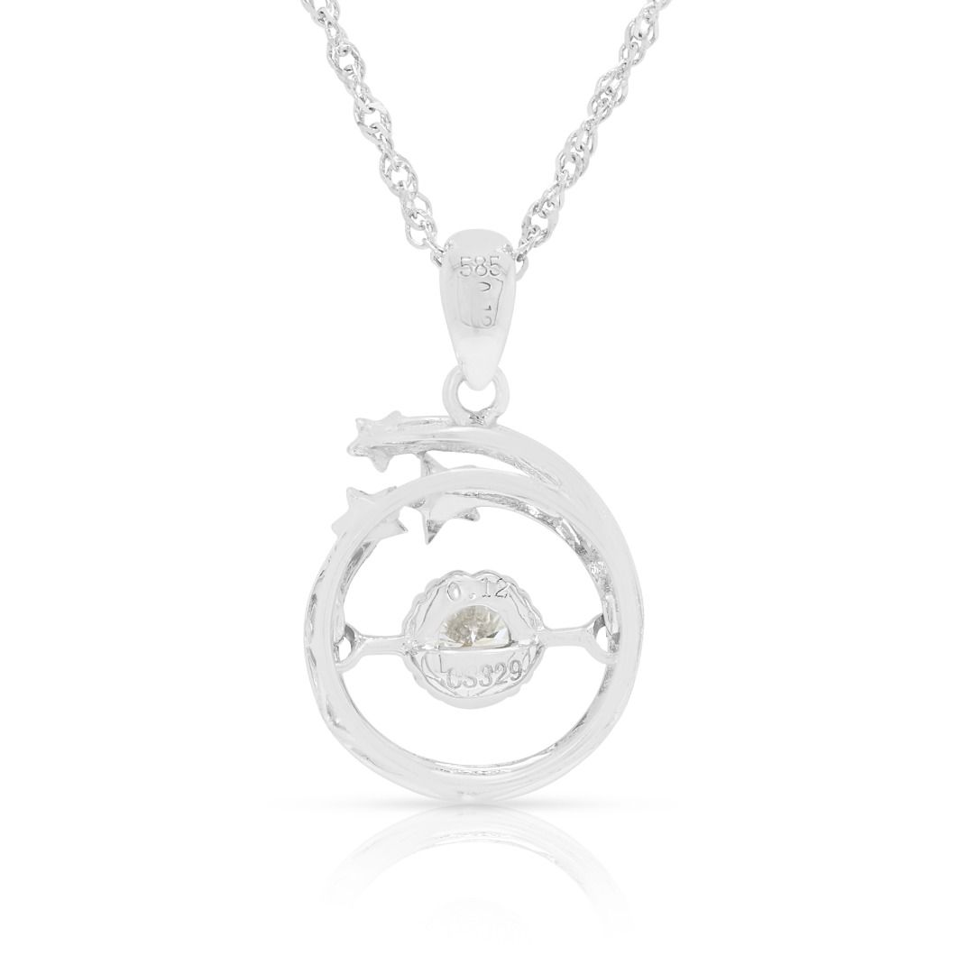 Chic 0.10ct Diamond Necklace in 14K White Gold (New)