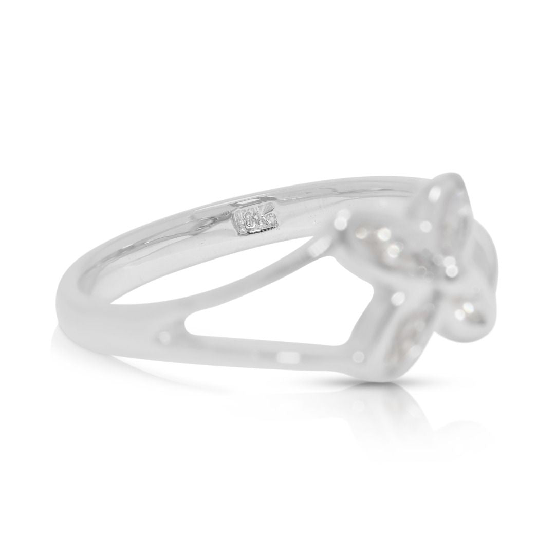 Chic 0.12ct Marquise Natural Diamond Petal Ring in 18K White Gold