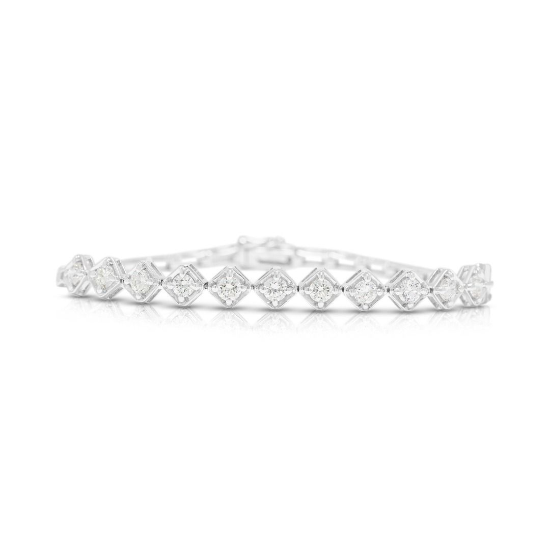 Elegantes Tennisarmband mit 0,60 Karat natürlichen runden Brillanten aus 18K Weißgold