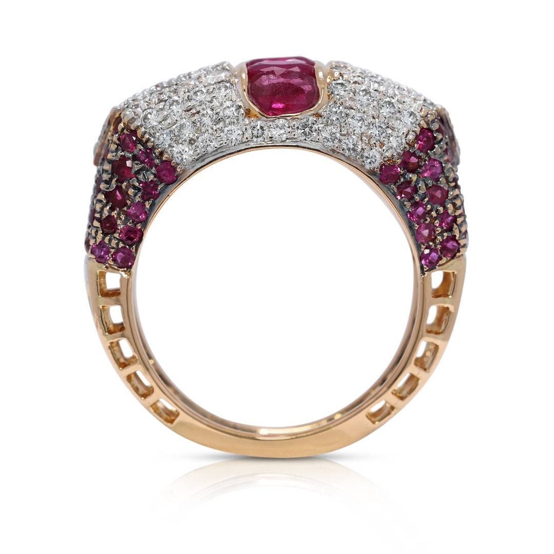 Chroma 2.51ct Ruby and Natural Diamonds Ring in 18K Yellow Gold