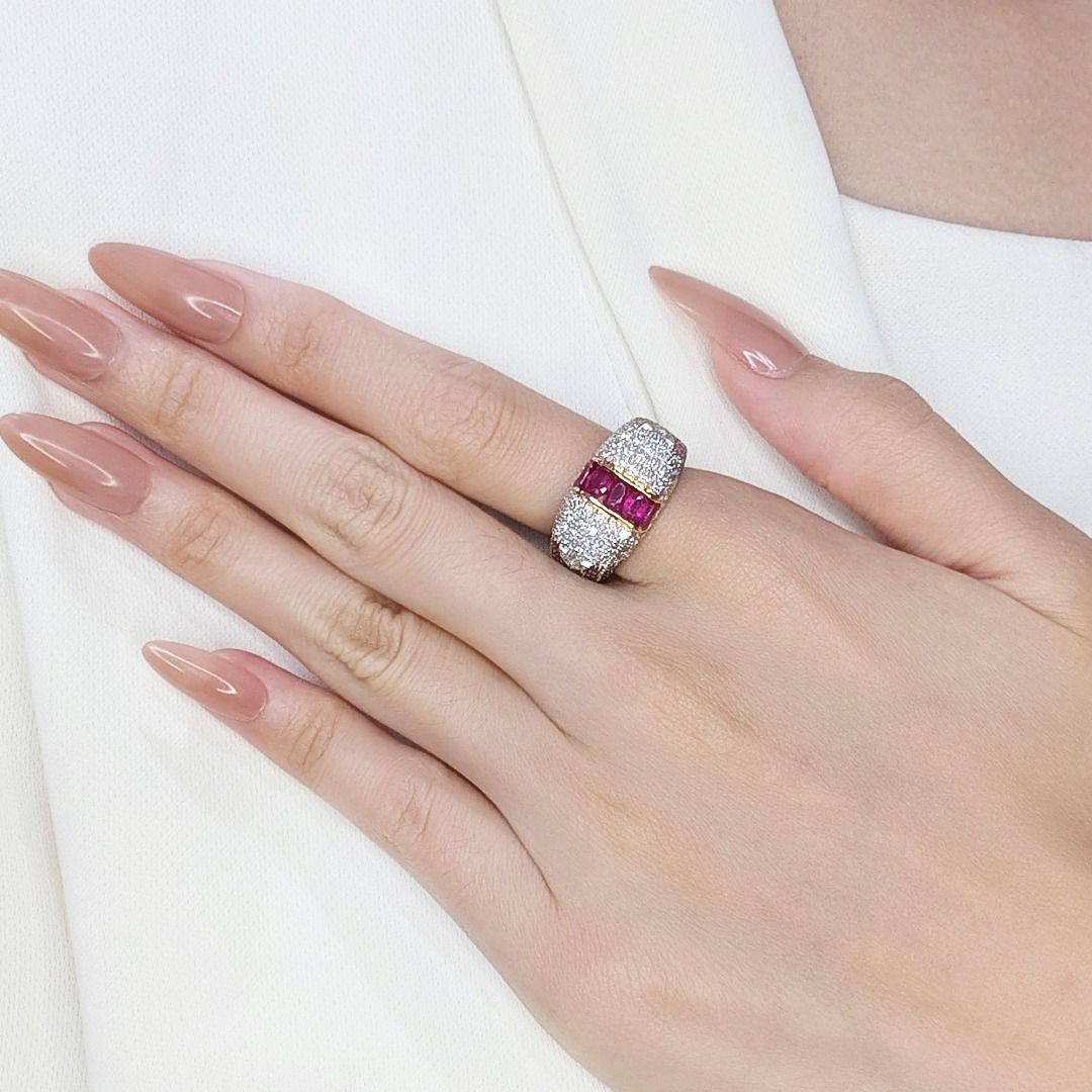 Chroma 2.51ct Ruby and Natural Diamonds Ring in 18K Yellow Gold