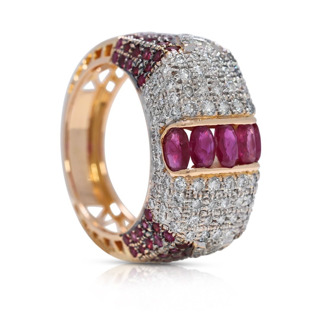 Chroma 2.51ct Ruby and Natural Diamonds Ring in 18K Yellow Gold