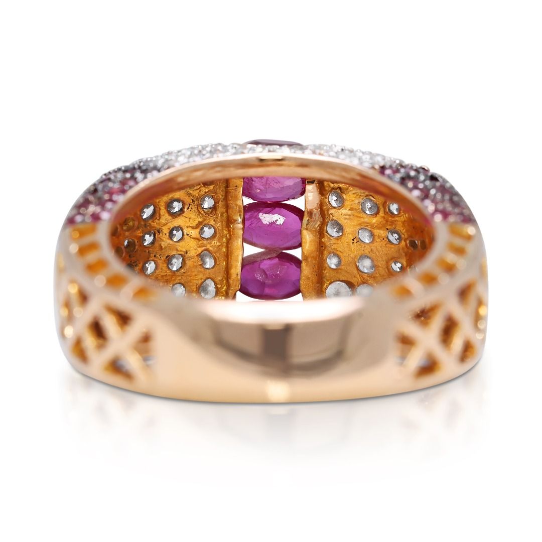 Chroma 2.51ct Ruby and Natural Diamonds Ring in 18K Yellow Gold