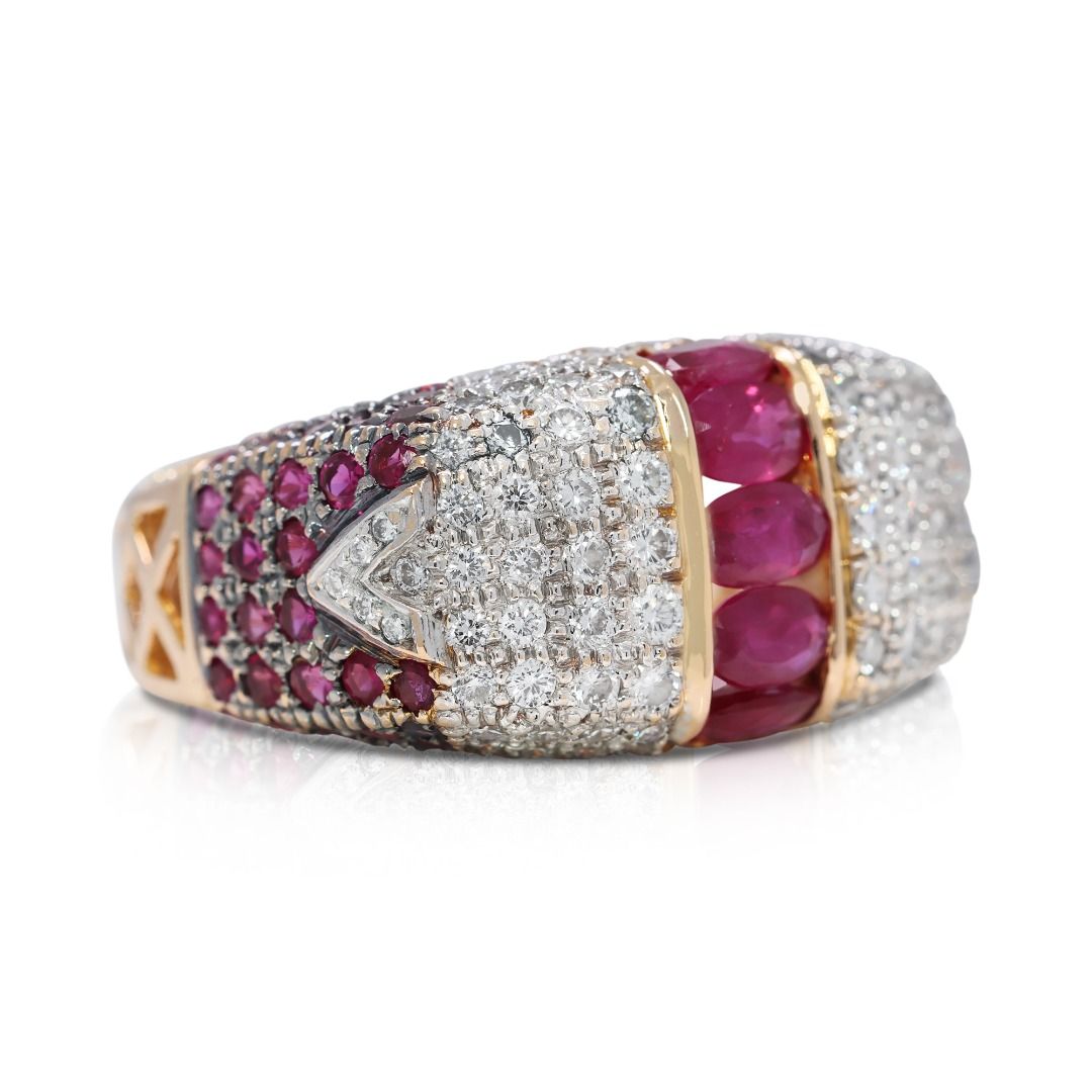 Chroma 2.51ct Ruby and Natural Diamonds Ring in 18K Yellow Gold