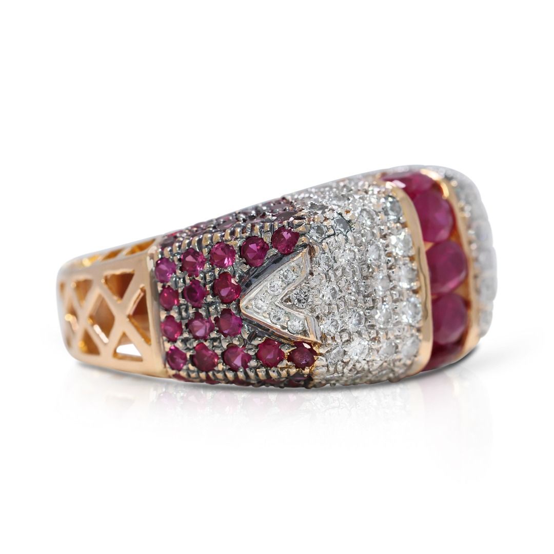 Chroma 2.51ct Ruby and Natural Diamonds Ring in 18K Yellow Gold