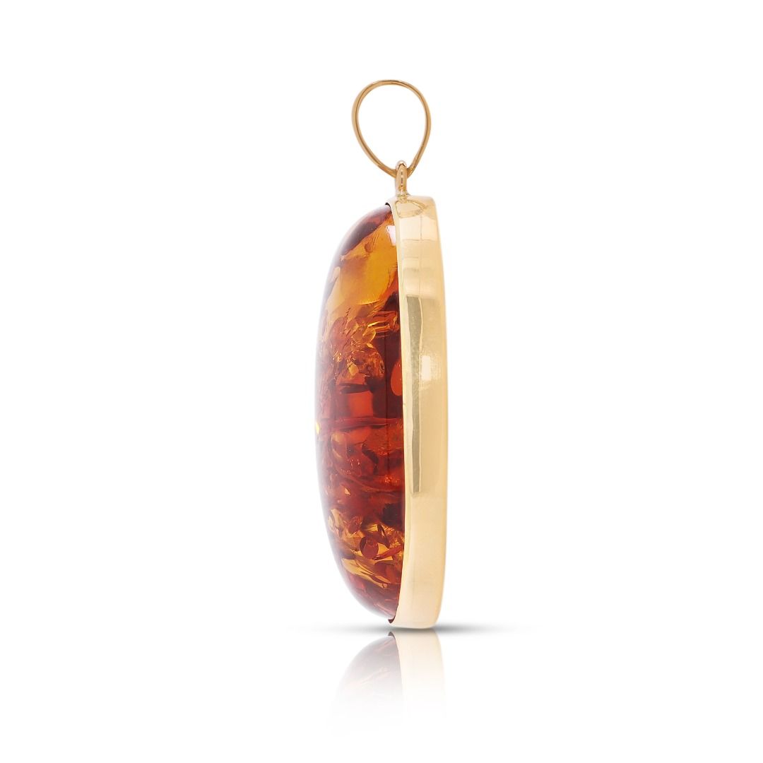 Chroma Oval Amber Pendant in 18K Yellow Gold