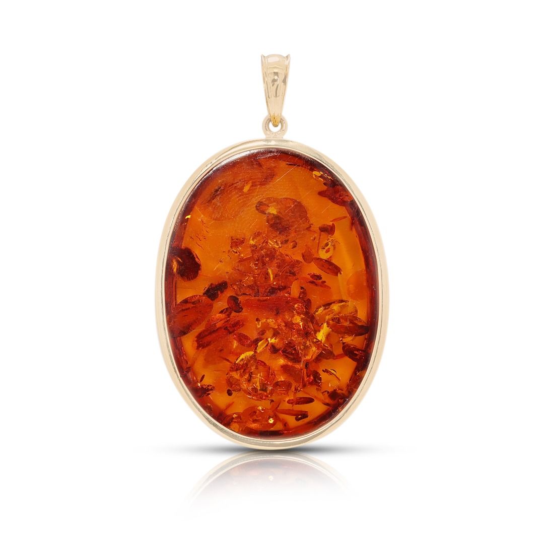 Chroma Oval Amber Pendant in 18K Yellow Gold