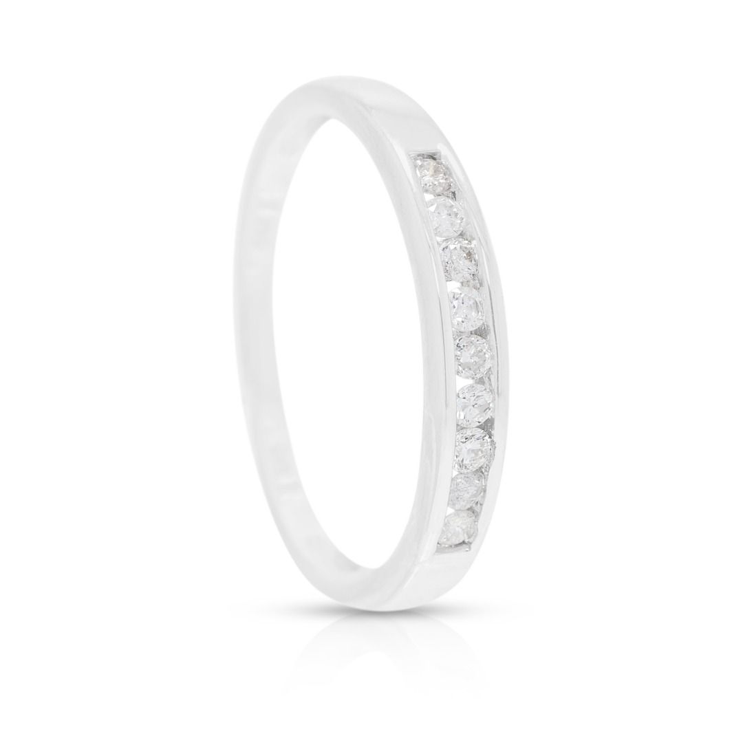 Classic 0.09ct Natural Diamond Channel-Set Ring in 18K White Gold
