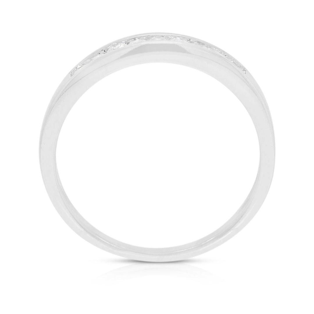 Classic 0.09ct Natural Diamond Channel-Set Ring in 18K White Gold