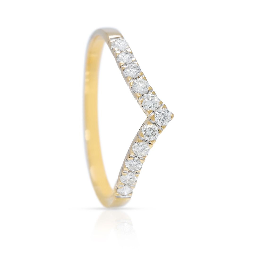 Classic 0.22ct Chevron Diamond Band in 20K Yellow Gold