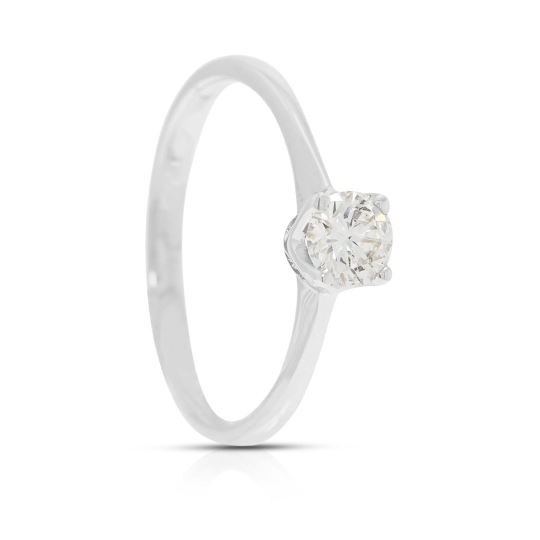 Classic 0.30ct Natural Diamond Solitaire Ring in 18K White Gold