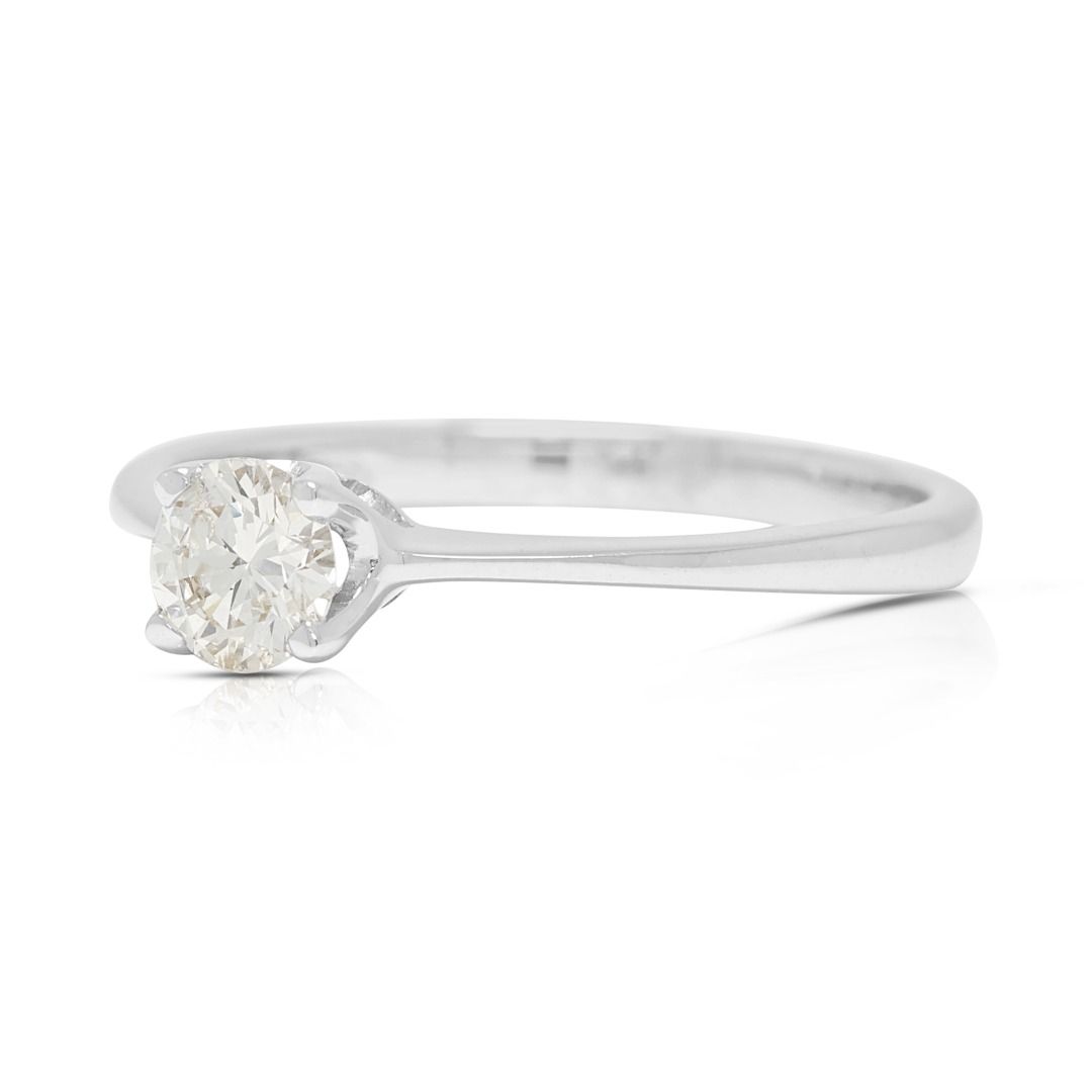 Classic 0.30ct Natural Diamond Solitaire Ring in 18K White Gold