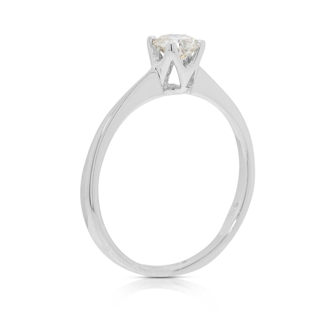Classic 0.30ct Natural Diamond Solitaire Ring in 18K White Gold
