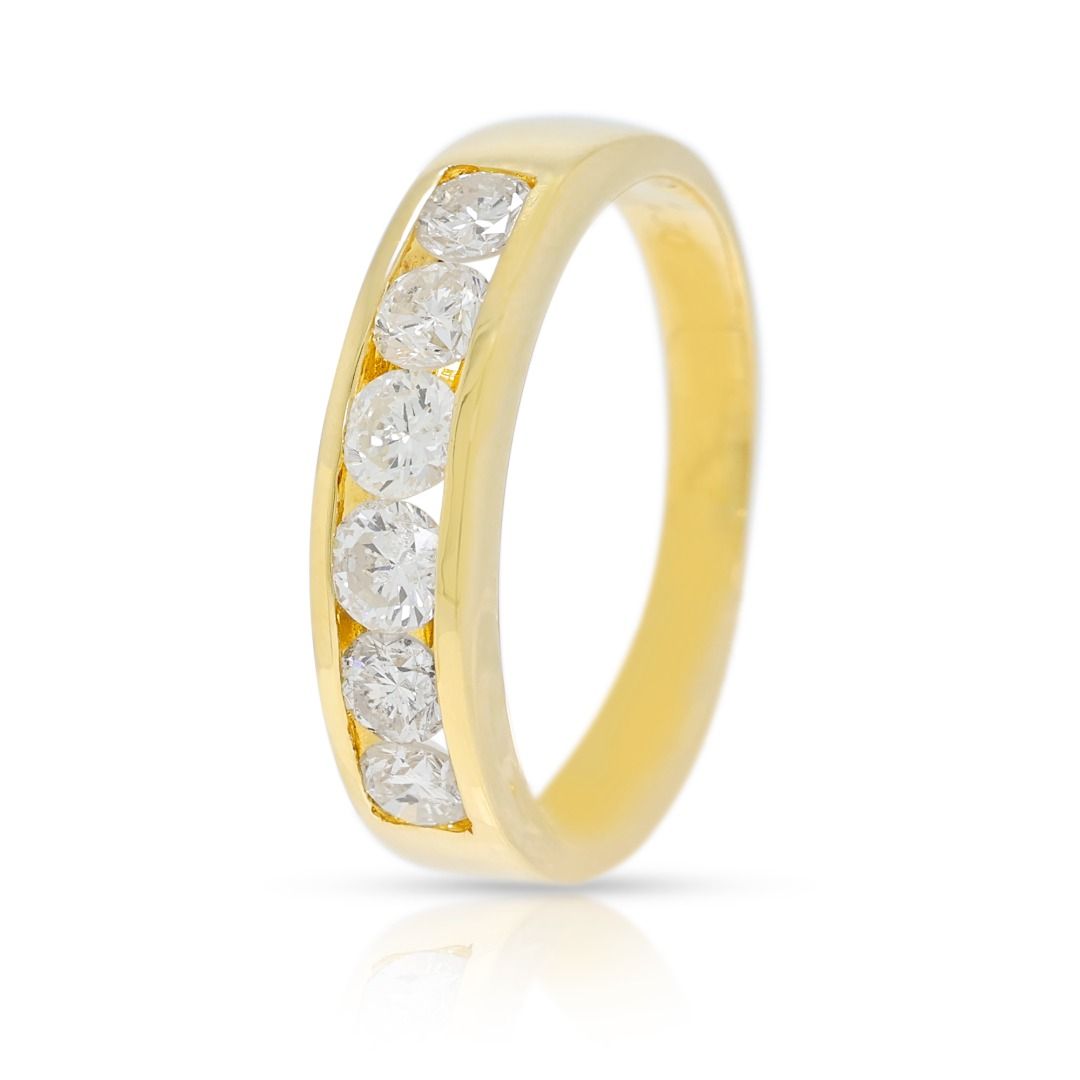 Classic 0.52ct Natural Diamond Round Brilliant Channel Band in 18K Yellow Gold